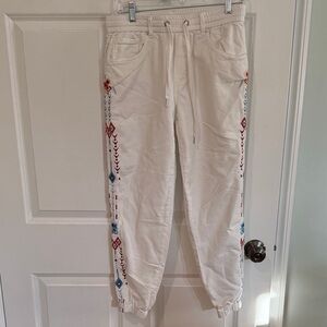 Driftwood Embroidered Jogger Pants with Drawstring